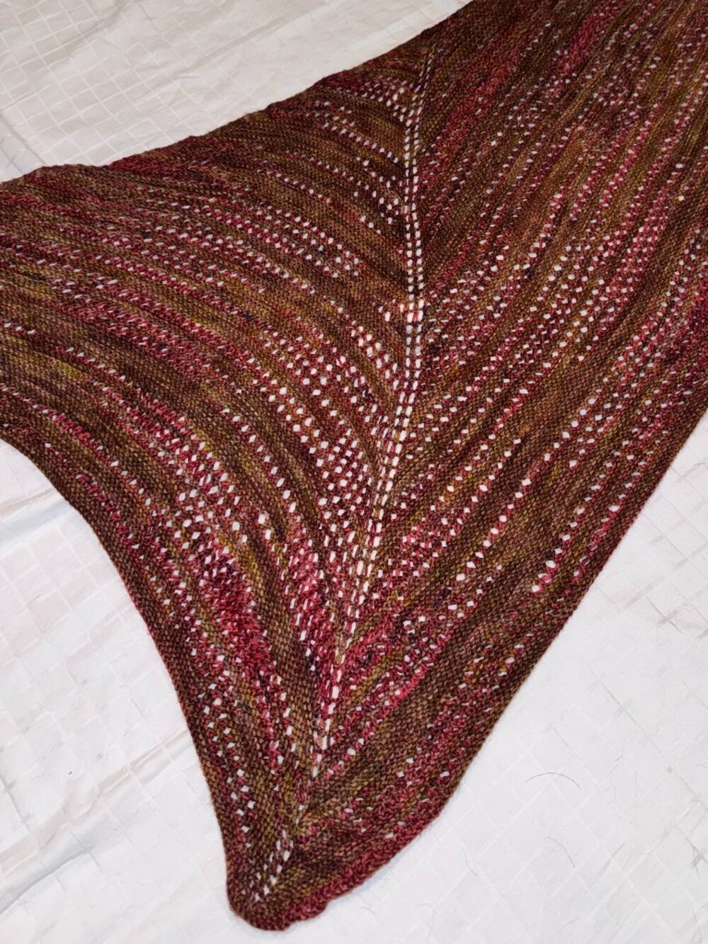Hand Dyed & Knit Merino Asymmetric Triangle Shawl